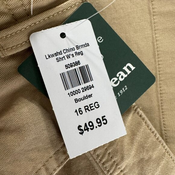 L.L. Bean Lakewashed Chino Bermuda Womens Shorts Size 16 Boulder NWT SS-1825 - Picture 7 of 10